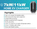 3phase Type 2 EV Charging Stack 11kw EVSE portabel untuk mobil listrik
